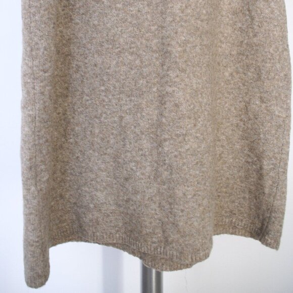 Zara Camel & Wool Blended Brown Turtleneck 3/4 Balloon Sleeve Sweater Dress Sz S - Picture 10 of 13